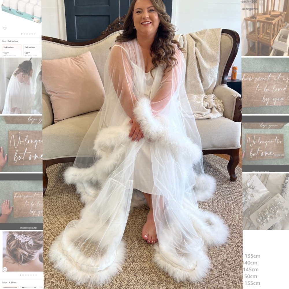 White Feather Old Hollywood bridal or maternity Robe